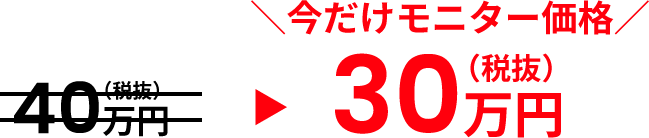 通常価格50万円（税抜） 今だけモニター価格30万円（税抜）